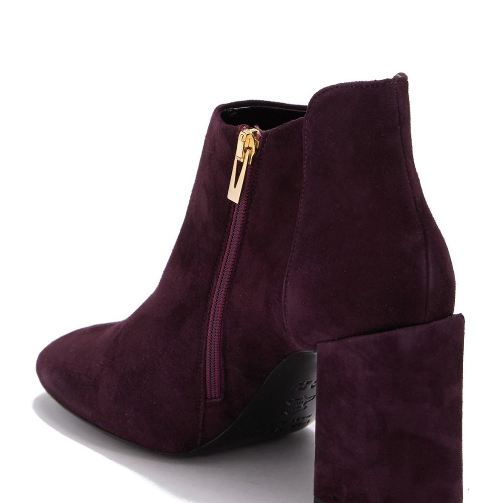 Via Spiga Plum Suede Block Heel Ankle Boots